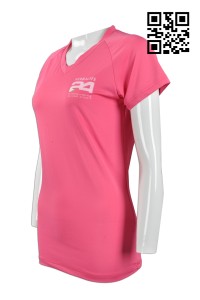 W199 訂購女裝修身運動衫 設計吸濕排汗運動衫  V領 牛角袖 製作透風運動衫 運動衫專營     粉紅色